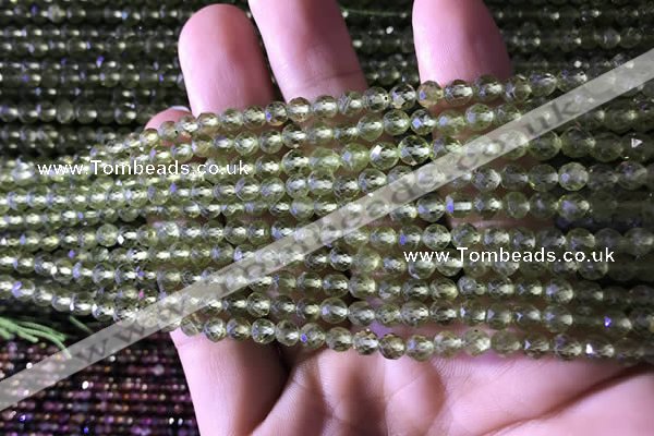 CTG745 15.5 inches 4mm faceted round tiny prehnite beads