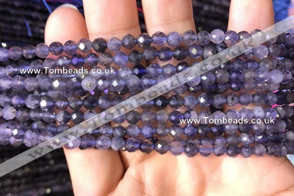 CTG756 15.5 inches 5mm faceted round tiny iolite gemstone beads