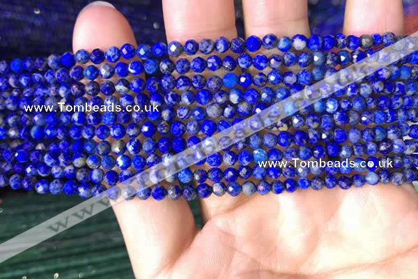 CTG783 15.5 inches 4mm faceted round tiny lapis lazuli beads wholesale