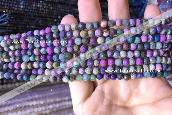 CTG793 15.5 inches 5mm faceted round tiny chrysocolla beads