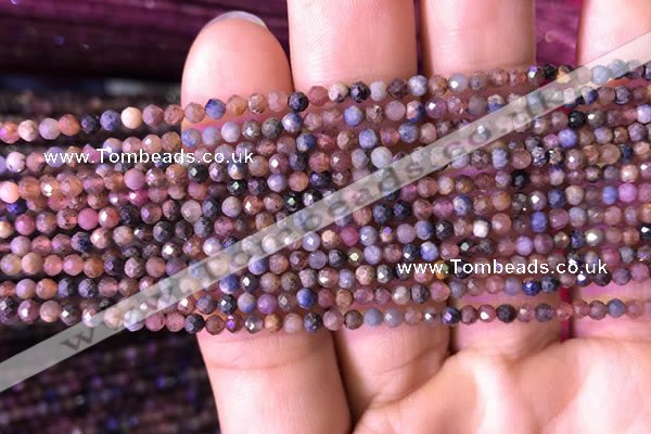 CTG797 15.5 inches 2mm faceted round tiny ruby sapphire beads