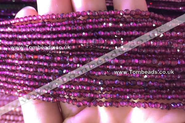 CTG805 15.5 inches 3mm faceted round tiny purple garnet beads