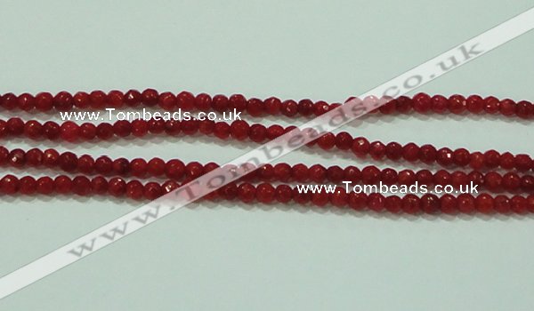 CTG81 15.5 inches 2mm faceted round tiny red coral beads wholesale