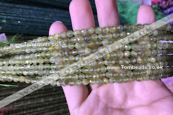 CTG813 15.5 inches 4mm faceted round tiny prehnite beads