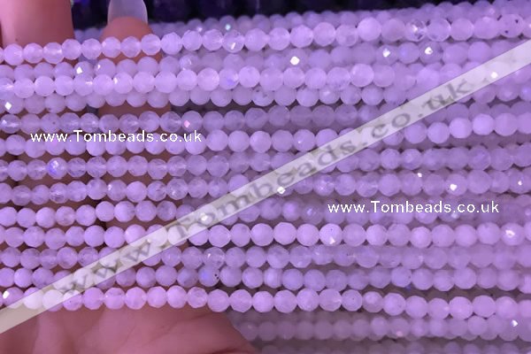 CTG831 15.5 inches 3mm faceted round tiny white moonstone beads