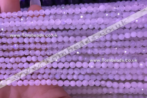 CTG832 15.5 inches 4mm faceted round tiny white moonstone beads