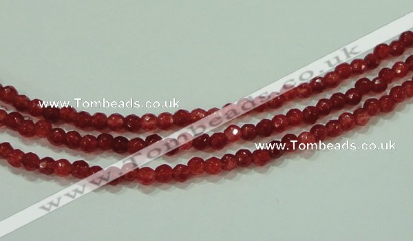 CTG85 15.5 inches 3mm faceted round tiny dyed white jade beads wholesale