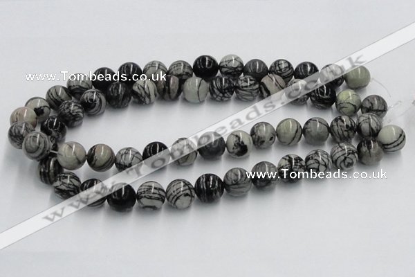 CTJ03 16 inches 14mm round black water jasper beads wholesale