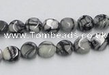 CTJ05 16 inches 8mm flat round black water jasper beads wholesale