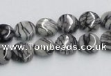 CTJ06 16 inches 10mm flat round black water jasper beads wholesale