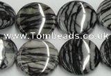 CTJ09 16 inches 20mm flat round black water jasper beads wholesale
