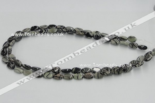 CTJ10 16 inches 8*12mm oval black water jasper beads wholesale