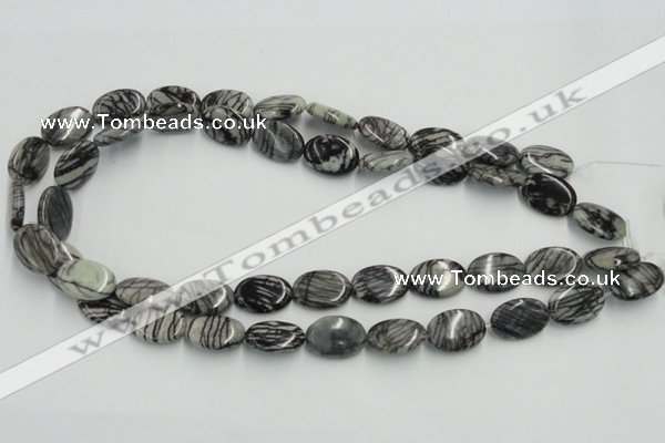 CTJ12 16 inches 13*18mm oval black water jasper beads wholesale