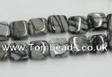 CTJ14 16 inches 10*10mm square black water jasper beads wholesale