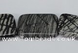 CTJ19 16 inches 25*35mm rectangle black water jasper beads wholesale