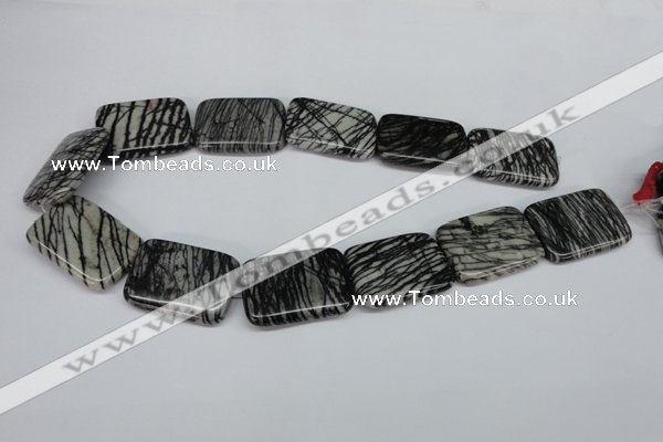 CTJ19 16 inches 25*35mm rectangle black water jasper beads wholesale