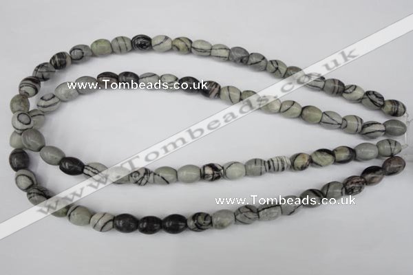 CTJ201 15.5 inches 8*10mm drum black water jasper beads wholesale