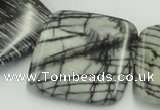 CTJ21 16 inches 40*40mm square black water jasper beads wholesale