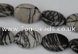 CTJ220 15.5 inches 15*20mm oval black water jasper beads wholesale