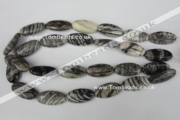 CTJ223 15.5 inches 15*30mm oval black water jasper beads wholesale