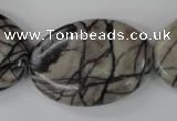 CTJ225 15.5 inches 25*35mm oval black water jasper beads wholesale