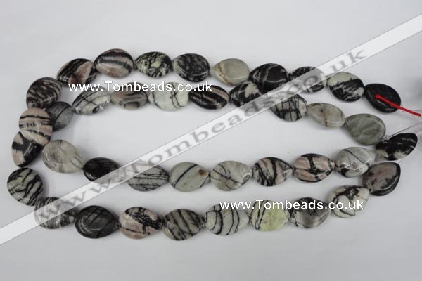 CTJ231 15.5 inches 15*20mm flat teardrop black water jasper beads