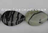 CTJ232 15.5 inches 17*24mm flat teardrop black water jasper beads