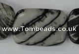 CTJ256 15.5 inches 25*35mm rectangle black water jasper beads