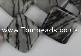 CTJ266 15.5 inches 20*20mm diamond black water jasper beads