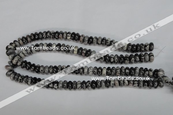 CTJ32 15.5 inches 6*12mm rondelle black water jasper beads wholesale