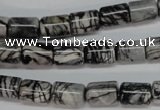CTJ35 15.5 inches 8*10mm tube black water jasper beads wholesale