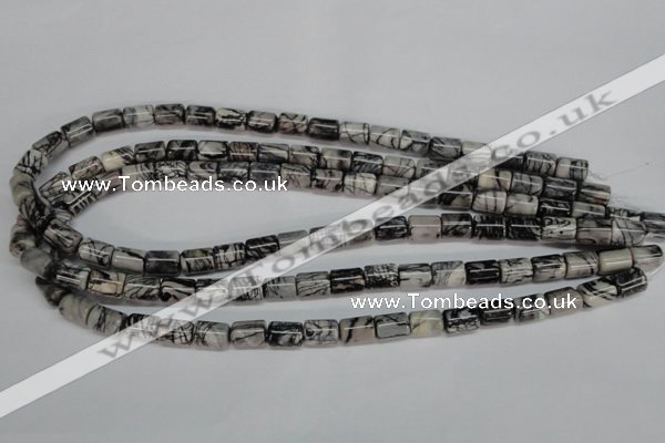 CTJ35 15.5 inches 8*10mm tube black water jasper beads wholesale