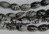 CTJ38 15.5 inches 8*12mm rice black water jasper beads wholesale