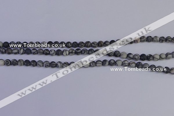 CTJ400 15.5 inches 4mm round matte black water jasper beads