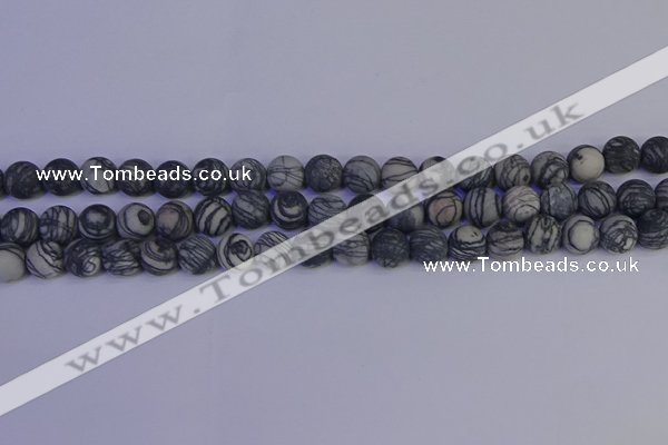 CTJ402 15.5 inches 8mm round matte black water jasper beads