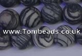 CTJ404 15.5 inches 12mm round matte black water jasper beads