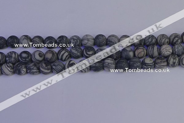 CTJ404 15.5 inches 12mm round matte black water jasper beads