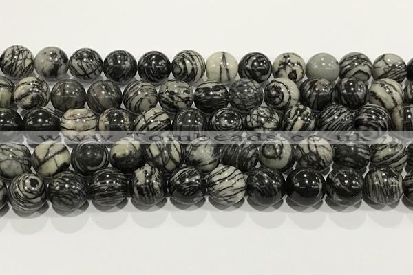 CTJ414 15.5 inches 12mm round black water jasper gemstone beads wholesale