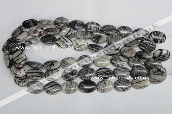 CTJ43 15.5 inches 15*20mm oval black water jasper beads wholesale