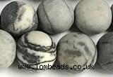 CTJ433 15 inches 10mm round matte black water jasper beads