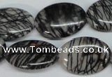 CTJ44 15.5 inches 18*25mm oval black water jasper beads wholesale