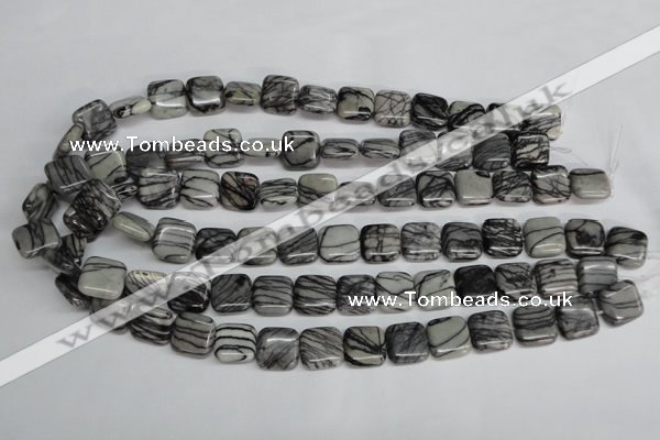 CTJ51 15.5 inches 14*14mm square black water jasper beads wholesale