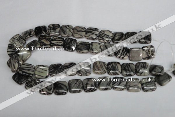 CTJ53 15.5 inches 18*18mm square black water jasper beads wholesale