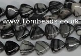 CTJ55 15.5 inches 10*10mm triangle black water jasper beads wholesale