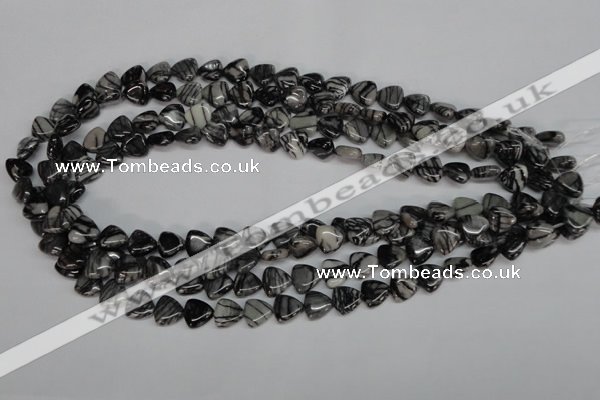 CTJ55 15.5 inches 10*10mm triangle black water jasper beads wholesale