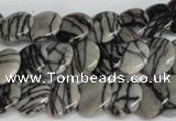 CTJ56 15.5 inches 12mm flat round black water jasper beads wholesale