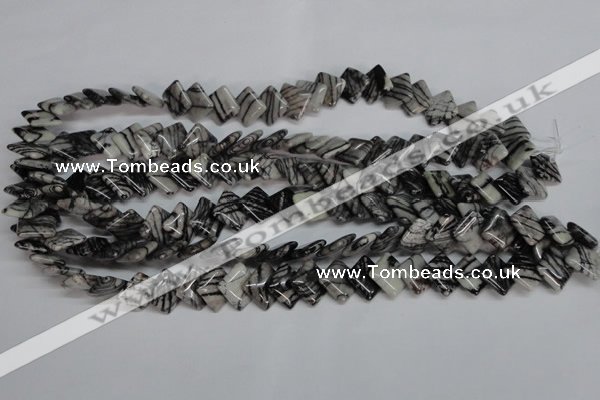 CTJ62 15.5 inches 12*12mm diamond black water jasper beads wholesale