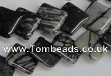 CTJ63 15.5 inches 14*14mm diamond black water jasper beads wholesale