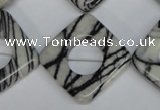 CTJ74 15.5 inches 25*25mm diamond black water jasper beads wholesale