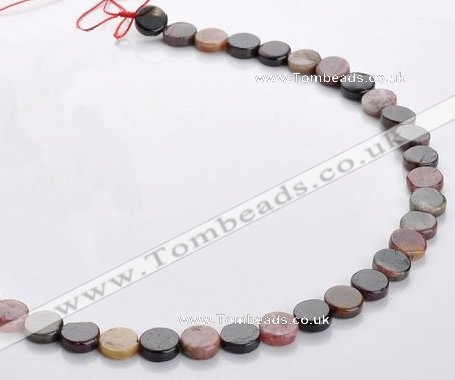 CTO01 9mm multicolored coin natural tourmaline beads Wholesale